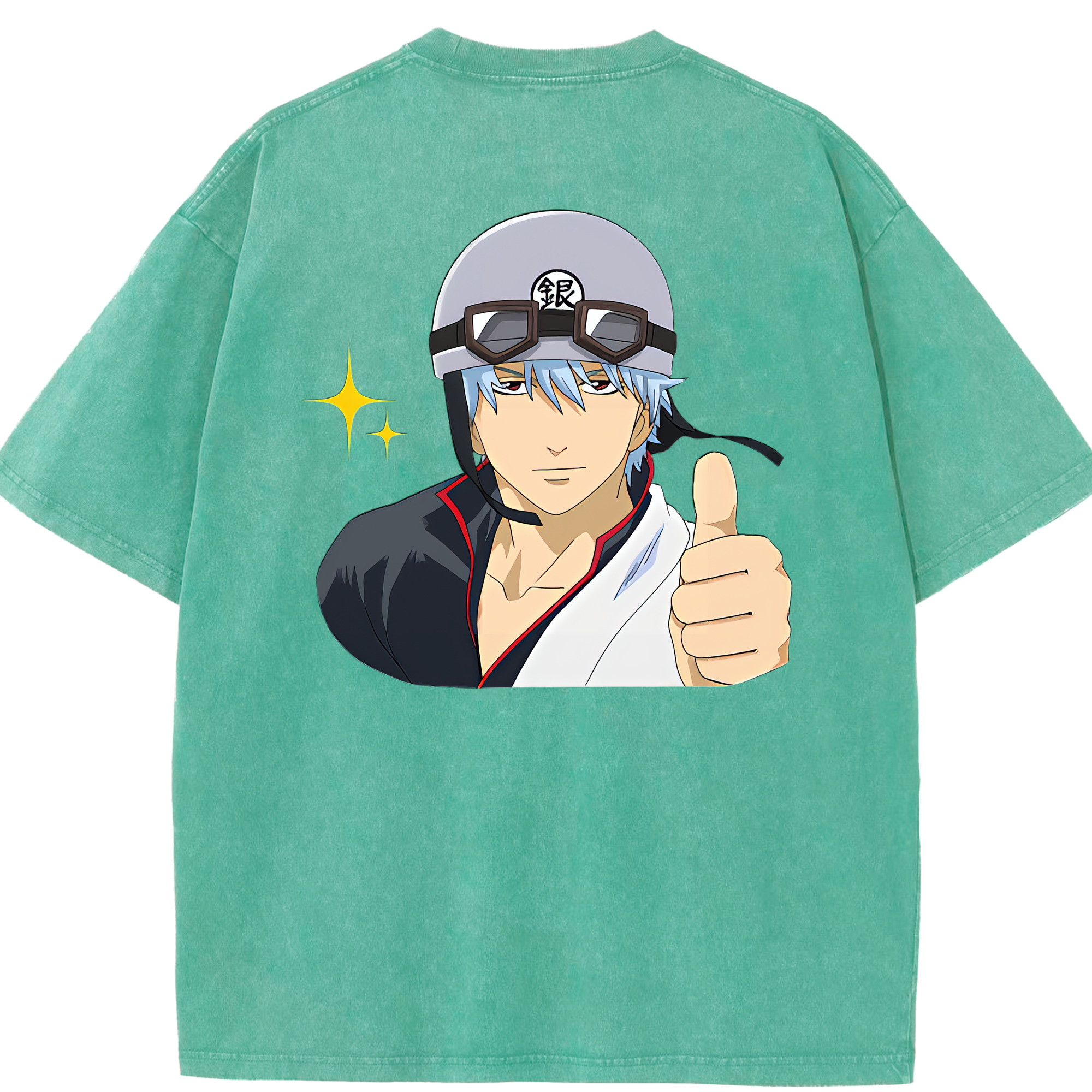 （画像用） ぎんたま 坂田銀時（さかたぎんとき） 神楽 志村新八（しむら しんぱち） GINTAMA Sakata Gintoki Kagura Shimura Shinpachi 綿100% ヴィンテージ風 半袖Tシャツ（背面プリント）